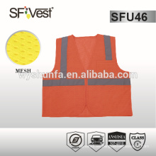 2015 poliéster de malla micro de seguridad reflectante de alta visibilidad de diseño nuevo con 1 bolsillo de bolígrafo de división del pecho 4, ANSI / ISEA 107-201